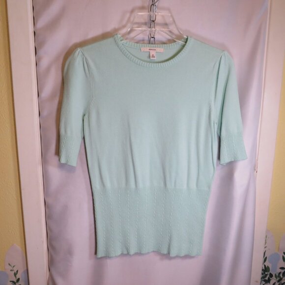 Merona Mint Green Rayon Nylon Blend Short Sleeve Sweater - Picture 1 of 8